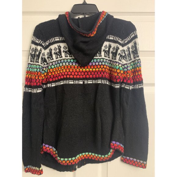 Alpaca Hooded Multicolored Lightweight Sweater Size S - Picture 3 of 8